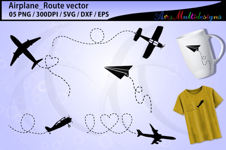 Airplane SVG / airplane route svg / airplane silhouette / airplane dotted line svg / let's go svg / airplane vector image 1