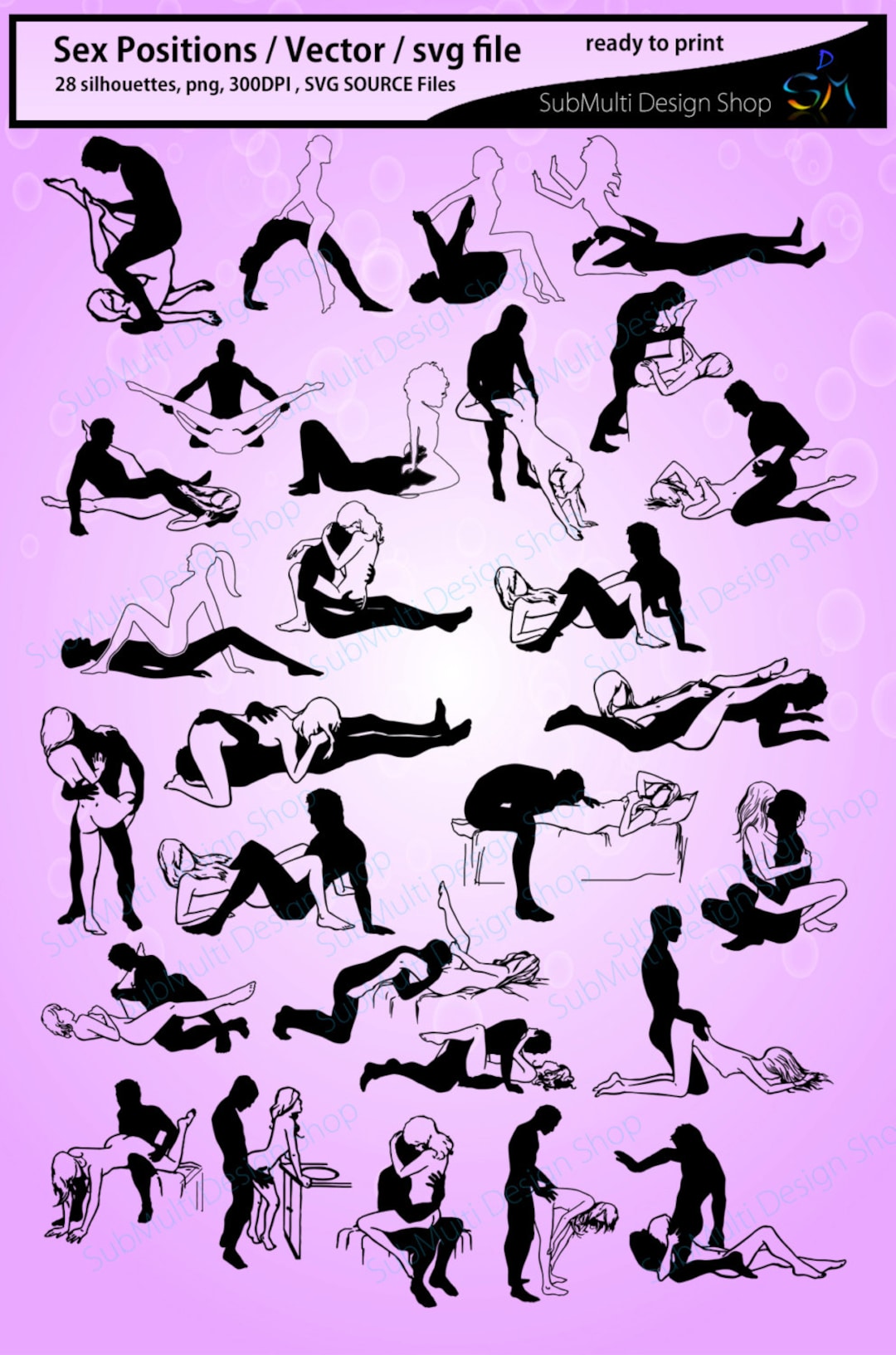 Sex Silhouettes / Vector Sex Position / Sex SVG File /EPS /