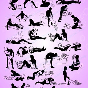 Sex silhouettes / vector sex position / Sex SVG file /EPS / PNG / Jpg / sex position / position silhouette / printable best selling svg image 1