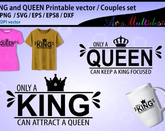 king and queen svg cut silhouette / vector cut file / SVG / Png/ king / queen / printable / High Quality / DXf / EPs / updated