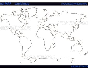 Outline World Map Printable
