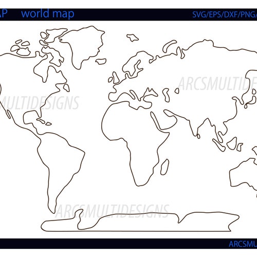 minimalist world map outline world map vector outline etsy