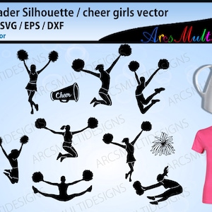 cheerleader silhouette svg / cheerleader vector / cheerleader with pom poms