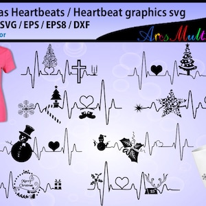 graphics en illustratie kersthartslag / hartslaggrafiek SVG / beats svg vector / kerstmis svg / kerstmis hartslag vector
