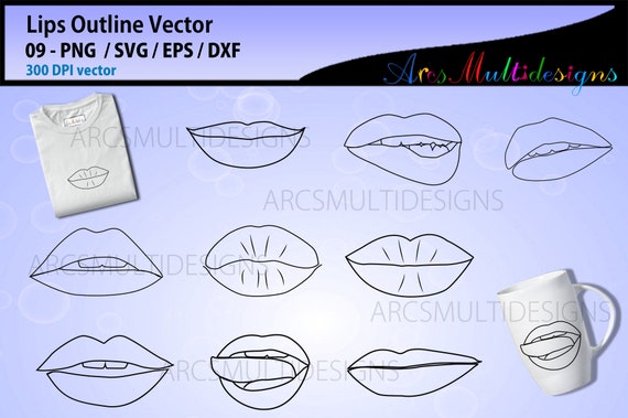 Lips silhouette svg / lips outline graphics / lips vector Il_570xn