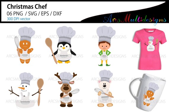 Christmas Chef / Christmas chef illustration / christmas chef vector cartoon Il_570xn