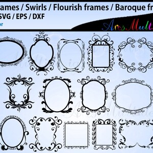Pacote SVG de molduras extravagantes / etiquetas sofisticadas SVG / molduras barrocas svg / bordas / conjunto digital de etiquetas / bordas / fundos / vetor de molduras