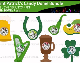 St. Patrick's Candy Dome SVG Bundle: Beer, Harp, Shamrock (Digital File)