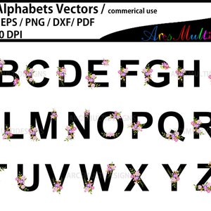 Floral Alphabet SVG Bundle / Floral Alphabet clipart / Letters with Flowers / Wedding floral clipart image 1