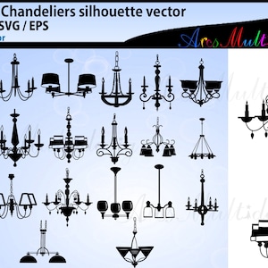 Chandeliers svg silhouette / Chandelier SVG Bundle / Chandelier cut file / Svg, Eps, Png - chandelier clipart, 20nos