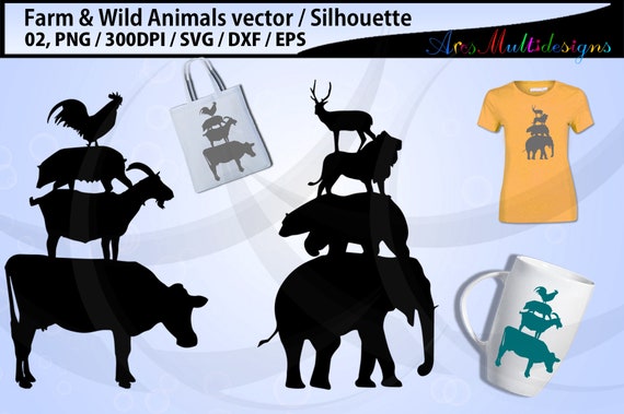 Stacked farm animal svg / Farm animals SVG / Wild animal SVG /Eps /Svg /Png / Dxf - vector / Stacked farm animal vector Il_570xn