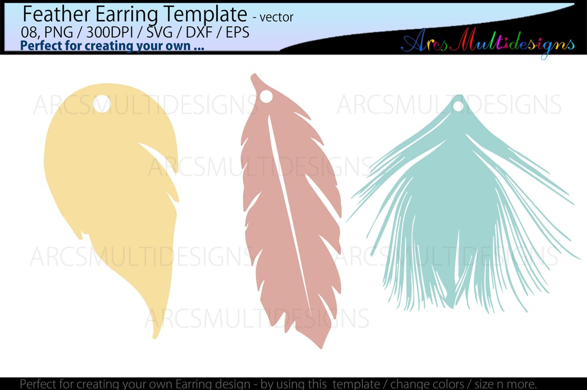 Feather Earring Template SVG / Feather Bundle Earrings SVG / Etsy