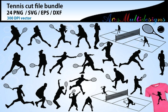 Tennis svg silhouette bundle / tennis players silhouette SVG vector - printable / ball badminton silhouette Il_570xn