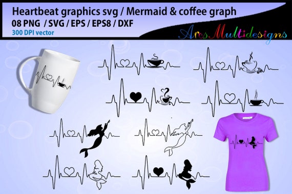 Download Mermaid Heart Beat Svg Coffee Heart Beat Svg Heartbeat Etsy