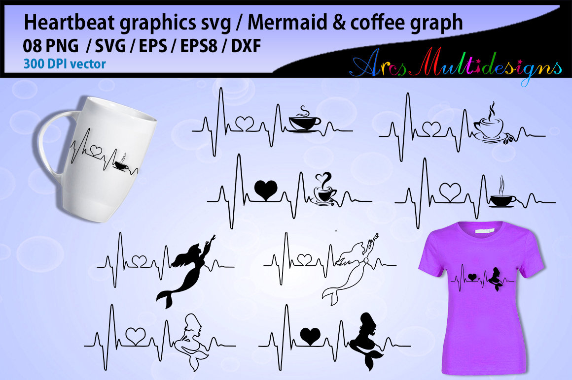 Download Mermaid Heart Beat Svg Coffee Heart Beat Svg Heartbeat Etsy