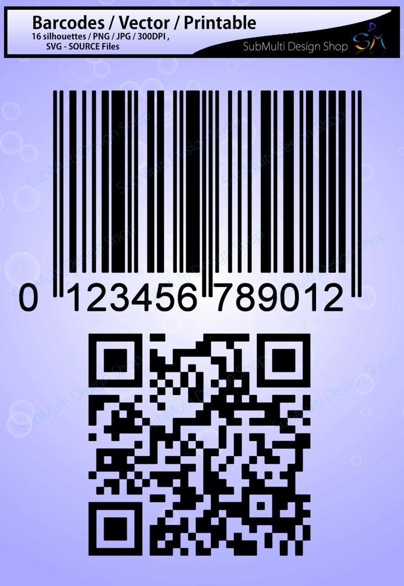 Barcodes Silhouette / 16 Barcodes / Printable /high Quality / Vector ...