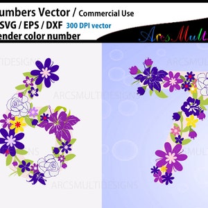 Floral numbers SVG / lavender floral number / flower numbers vector / 0 to 9 numbers / flourish numbers image 6