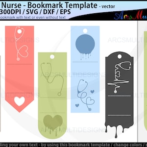 Doctor Bookmark template svg / Nurse bookmark template / bookmarks svg / bookmark template vector