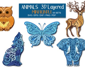 Animals 3D Layered SVG bundle
