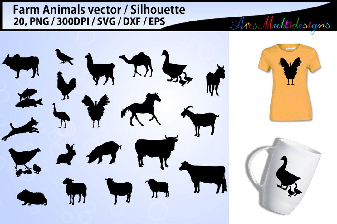 Farm Animals Silhouette Svg / Animals SVG Cutting Templates /eps /svg