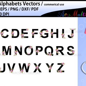 Floral Alphabet SVG Bundle / Floral Alphabet clipart / Letters with Flowers / Wedding floral clipart image 2