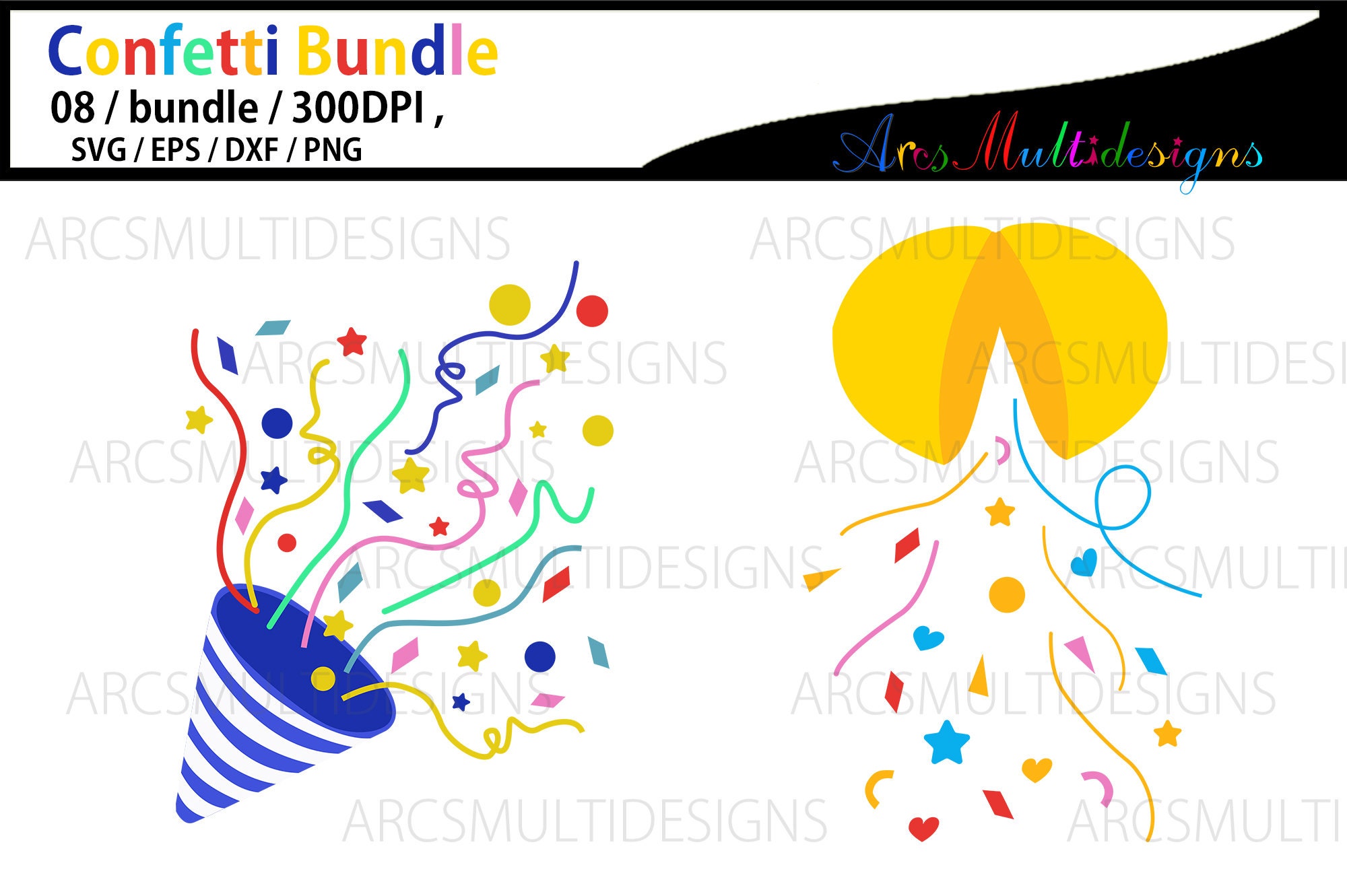 Colorful Confetti Streamers Pattern SVG Birthday Party Confetti Svg  Scattered Confetti Svg Cut files for Cricut Sublimation transfer Png