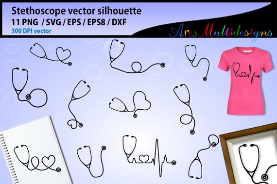 Download Stethoscope Svg Silhouette Bundle Stethoscope Vector Stethoscope Digital Clipart Svg Eps Dxf Png Heart Stethoscope By Arcsmultidesignsshop Catch My Party