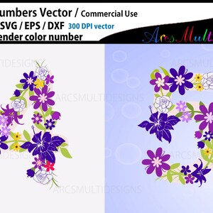 Floral numbers SVG / lavender floral number / flower numbers vector / 0 to 9 numbers / flourish numbers image 5