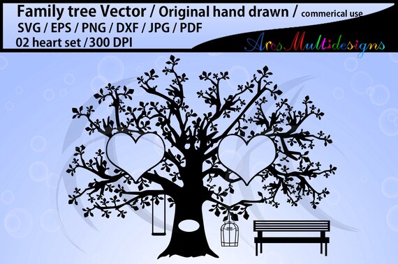 Download 2 Hearts Family Tree Clipart Svg Eps Dxf Png Pdf Jpg Family Tree Silhouette Hand Drawn Tree Svg Vector Commerical Personal Use By Arcsmultidesignsshop Catch My Party