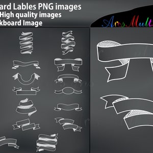 Blackboard banners silhouette / Chalkboard banners PNG files / BlackBoard Labels / Chalkbaord Labels / Empty Labels / Scroll Clip Art image 1