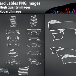 Blackboard banners silhouette / Chalkboard banners PNG files / BlackBoard Labels / Chalkbaord Labels / Empty Labels /  Scroll Clip Art