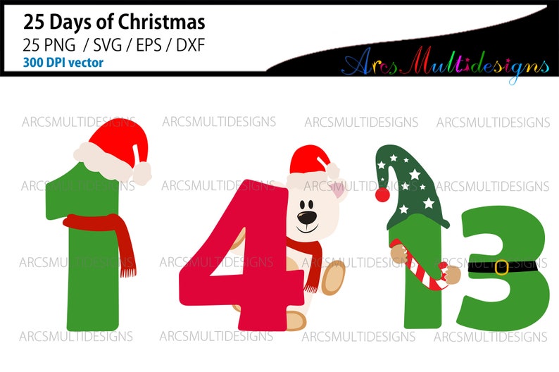 25 Days of Christmas Svg Bundle / 25 Days of Christmas Numbers Etsy