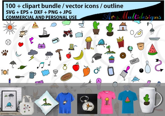 Download Hand Drawn Vector Clipart Clip Art Bundle Vector Bundle Etsy PSD Mockup Templates