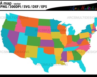 Selected Us States Map Clip Art