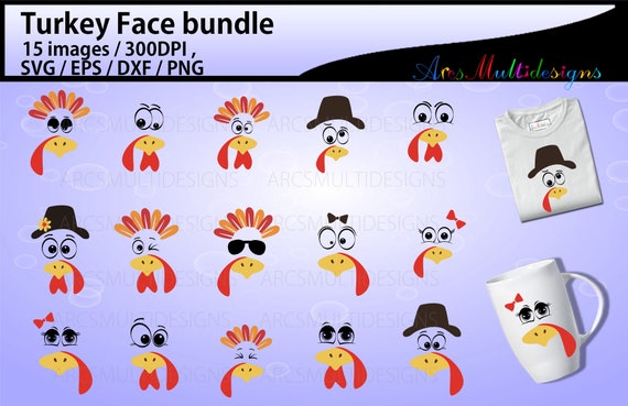 Turkey Face Svg Bundle / Thanksgiving Turkey Bundle / Turkey