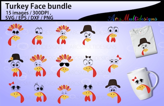 Turkey Face Svg Bundle / Thanksgiving Turkey Bundle / Turkey