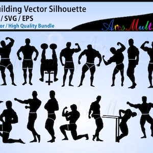 bodybuilding svg silhouet / Muscle Man Svg / Muscle Man silhouet bundel / Gewichtheffer svg clipart / Fitness, SVG, EPS, PNG / grote arm