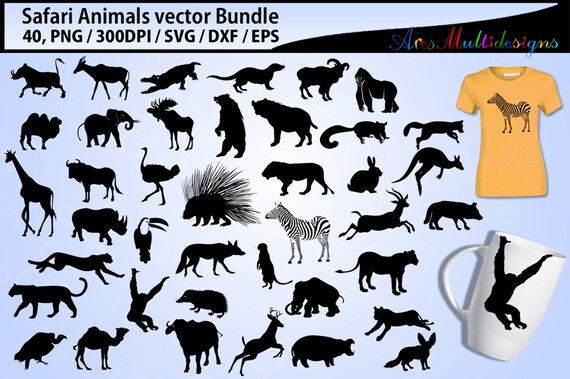 Download Safari Clipart Silhouette Bundle Safari Animals Vector Svg Cutting Files Printable Safari Animals Safari Animal Silhouette By Arcsmultidesignsshop Catch My Party