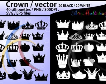Crown Silhouette Clipart: Black & White Vector Images (PNG, SVG, EPS)