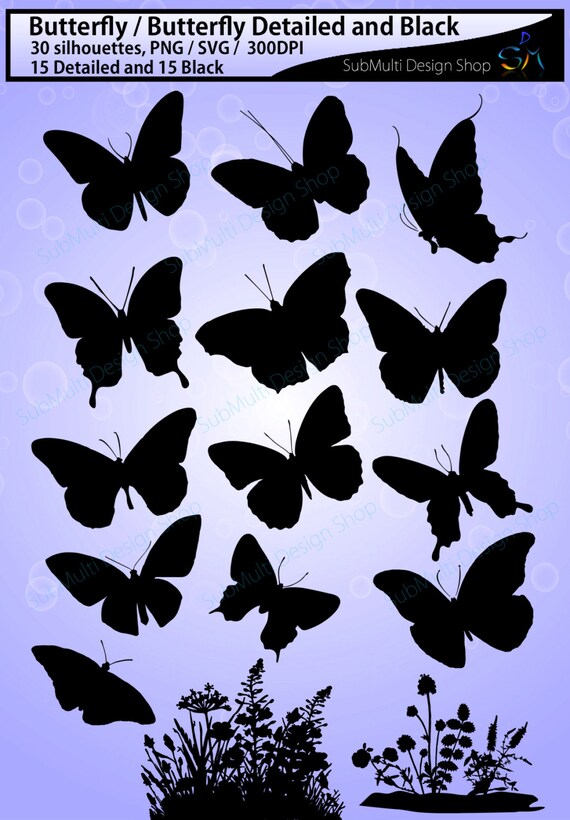 Download Butterfly Silhouette Svg Files Insects High Quality Etsy