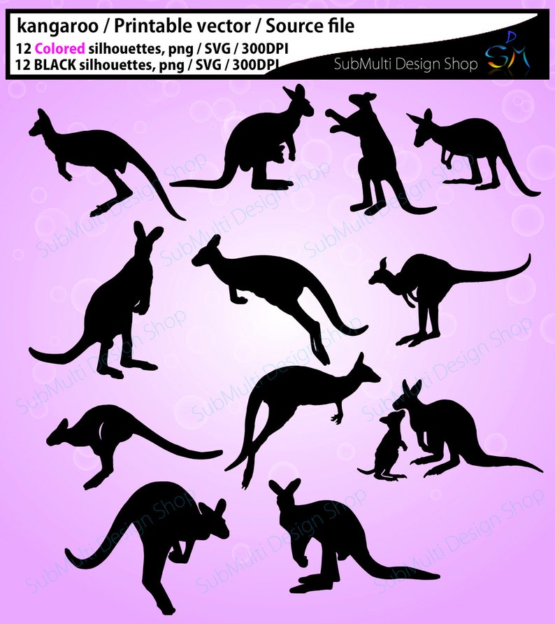 Download Kangaroo silhouette / EPS /SVG/ vector owl / PNG / colored | Etsy