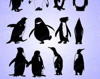 penguin silhouette svg / penguin / High Quality silhouettes / printable penguin /cricut / silhouettes / baby penguin / couples /SVG / PNG
