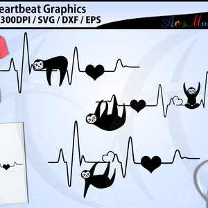 Luiaard hartslag graphics en illustratie / Luiaard grafiek SVG / luiaard hartslag silhouet