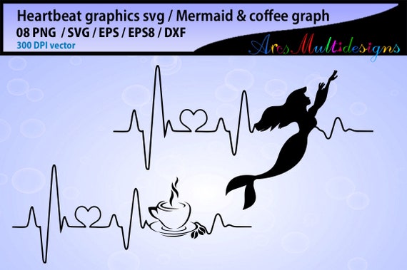 Download Mermaid Heart Beat Svg Coffee Heart Beat Svg Heartbeat Etsy