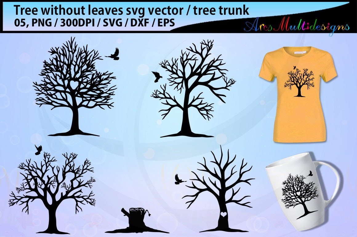 Baum Ohne Blatter Svg Geschnitten Silhouette Vektor Baum Etsy