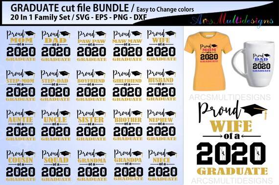 Proud Graduate Cutting file bundle 2020 / Graduate family bundle - vector SVG, EPS, DXF, Png / graduate svg bundle / graduate svg bundle Il_570xn