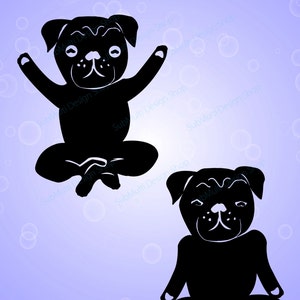 yoga silhouette svg / dog yoga pose / pug dog yoga pose / silhouette / printable clipart / vector / PNG / SVG / EPS / DXf / isolated cartoon image 3