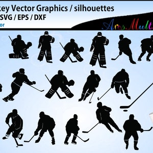 Ice Hockey svg silhouette bundle / ice hockey vectors / ice hockey players silhouette clipart image 1