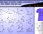 zodiac vector silhouette / zodiac constellations svg vector / zodiac clipart svg / zodiac printable icons / zodiac sign / Svg / EPs / Dxf