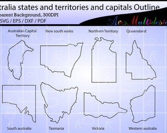 Australia States & Territories Map Outlines (Digital Download)